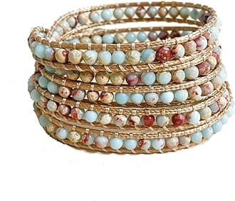 YGLINE Natural Stone Wrap Bracelet for Women Boho Bracelets Healing Crystal Beaded Bracelet Adjustable 3/5 Wraps Bracelet Handmade Birthday Gifts for Women