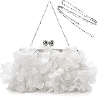 Women Elegant Evening Purse, Small Floral Clutch Bag with Detachable Chain for Wedding, Party, Prom