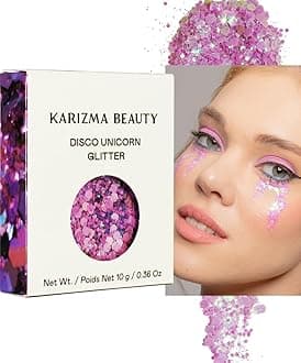 KARIZMA Disco Unicorn Body Glitter. 10g Chunky Face, Hair, Eye and Body for Women. Rave Festival Accessories, Cosmetic Makeup. Loose Set