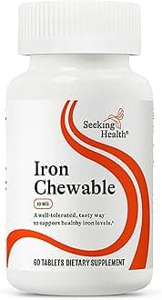 Iron Chewable - Mineral Supplement to Support Healthy Metabolism - Supplement Aids Muscle Function in Men & Women - Energy Support Supplement - 10 mg, 60 Tablets