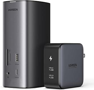 UGREEN Revodok Pro 312 USB C Docking Station with 100W GaN Charger, DisplayLink 12-in-1 Triple Display Dock for Mac & Win with 8K/4K HDMI DP, 10Gbps USB A & C, 100W PD, Gigabit Ethernet, SD/TF, 3.5mm