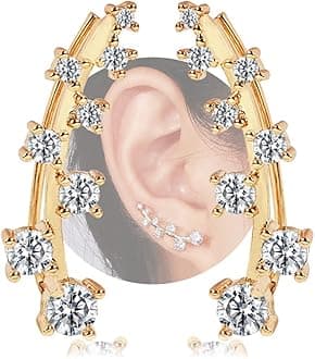 Vercret Gold Earrings Cuff for Women CZ Earring Ear Cuff for Friend, Sister, Daily Wearing