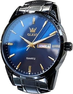 OLEVS Watch for Men Stainless Steel Business Dress Analog Quartz Men Watch Large Face Day Waterproof Luminous Classic Wrist Watch