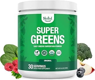 USDA Organic Non-GMO Probiotics, Fiber and Enzymes Super Greens Veggie Superfood Powder Vegan Supplement