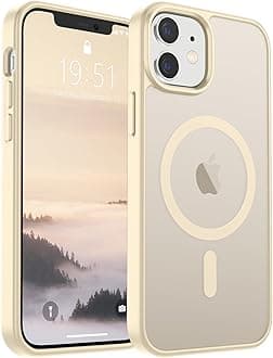 SUPFINE Magnetic for iPhone 12 Mini Case & iPhone 13 Mini Case (Compatible with MagSafe) (10 FT Military Grade Drop Protection) Slim Translucent Matte Shockproof Phone Cover,Antique White