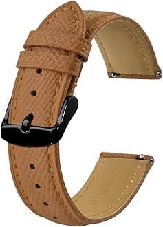 BISONSTRAPWatch Straps with Quick Release, Texture Leather Watchbands for Men Women, 18mm 20mm 22mm