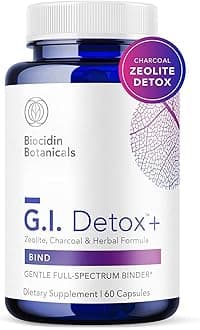 Biocidin G.I. Detox+ Activated Charcoal Binder & Zeolite Detox Supplements with Silica - Helps Bind & Clear Toxins - Supports Full Body Cleansing and May Reduce Bloating (60 Capsules)