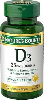 Nature's Bounty Vitamin D3 Vitamin Supplement, Supports Immune System and Bone Health, 1000IU, 120 Softgels