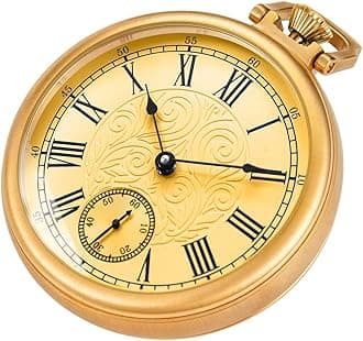 AlwesamResistance Full Steel Pocket Watch Mechanical Hand Wind Antique Clock Honed Stainless Original with Chain & Box