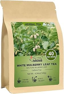 FullChea - White Mulberry Leaf Tea, 40 Teabags – 100% Pure Dried Mulberry Tea...