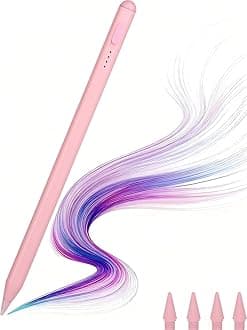 Stylus Pen for iPad, with tilt-Pressure Sensitivity and Multi-Point Anti-False-Touch Function. 20-Minute Fast Charging for 2018-2026 iPad/mini/Pro/Air (Pink)