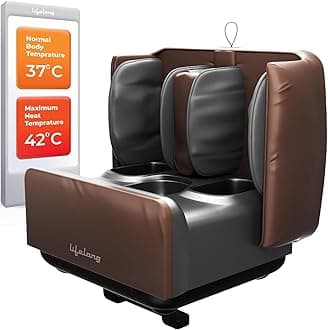 Lifelong 2 in 1 Foot & Leg Massager Machine & Foldable Ottoman Rest for Home - Pain Relief Massage for Legs - Heat + Rolling, Kneading, Shiatsu, Vibration & Air Compression - Massages Ankle & Calf too