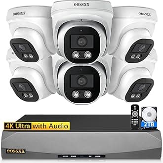 (4K/8.0 Megapixel & 130° Ultra Wide Angle) with Outdoor Home Security Camera System Wired Outdoor Surveillance IP Cameras System