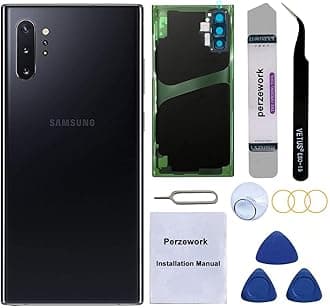 Rear Back Glass Replacement for Samsung Galaxy Note 10+ Plus 6.8 inches 5G with Reparing Toolkit and Pre-Installed Adhesive (Aura Black)