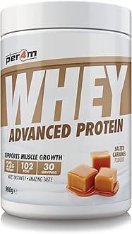 Whey Protein Powder | High Protein Shake for Muscle Growth & Recovery | Low Sugar Gym Supplement | Sports Nutrition Drink + Amino Acids (900g, Salted Caramel)