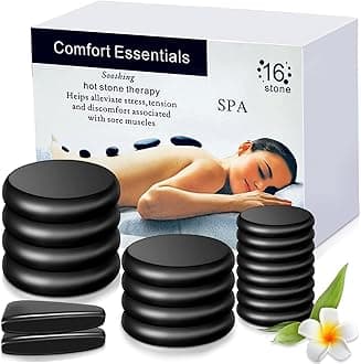 Yunsailing 18 Pcs Hot Stones Massage Set Black Smooth Massage Hot Stones Bianstone Set for Home Spa Warming Relaxing Pain Relief