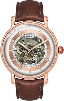 Automatic Watch for Man with Blue Round Dial & Blue Leather Strap Band Water Resistant Men's Wrist Watches