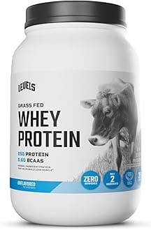 Levels Grass Fed Whey Protein Powder, No Artificials, 25G of Protein, Unflavored, 2LB