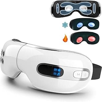 - Eye Massager with Heat and Cooling for Migraines, Dry Eyes, Dark Circles, Rechargeable Bluetooth Music Cold Heated Eye Massager Improve Sleeping - Gifts for Women and Men (White)