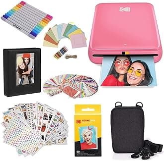 KODAK Step Instant Photo Printer With Bluetooth/NFC, ZINK Technology & KODAK App for iOS & Android (Pink) Gift Bundle