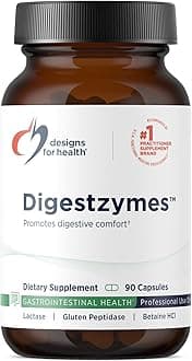 Digestzymes - Digestive Enzymes + Betaine Hydrochloride for Gas & Bloating Relief - Pepsin, Betaine HCI, Ox Bile, Lactase Enzyme & Lipase Enzymes for Digestion (90 Capsules)
