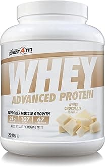 Per4m Whey Protein Powder | High Protein Shake for Muscle Growth & Recovery | Low Sugar Gym Supplement | Sports Nutrition Drink + Amino Acids (2010g, White Chocolate)
