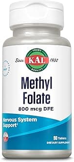 Methyl Folate 800 mcg DFE, 5-MTHF Active Form Vitamin B9, Folic Acid Supplement, Heart Health, Prenatal, Mood and Brain Support, Fast Dissolving ActivTab, 60-Day Guarantee, 90 Servings, 90 Tablets