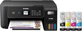Epson EcoTank ET-2800 Wireless Color All-in-One Inkjet Printer, Print & Copy & Scan, 1200x2400 dpi, 1.44" Color LCD Display, Cartridge-Free, Photo Printing, Bundle with Printer Cable