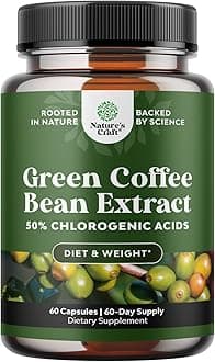 Pure Green Coffee Bean Extract - Super Energizing Green Coffee Extract with 50% Chlorogenic Acid for Antioxidant Healthy Heart Health Mental Focus - Natural Energy Supplement for Adults - 60 Count