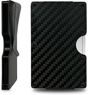 Carbon Fiber RFID Wallet for Men – Slim Minimalist Front Pocket Card Holder with Built-In Cash Clip – Lightweight, Durable, and Secure Everyday Wallet (Carbon Fiber Clip, Holds 16 Cards)