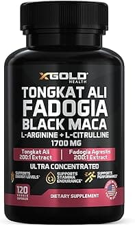 Tongkat Ali + Fadogia Agrestis Complex 1700mg – Black Maca, L-Arginine & L-Citrulline Nitric Oxide Booster – Energy, Stamina, Vitality & Performance Support for Men & Women – Non-GMO – 120 Capsules