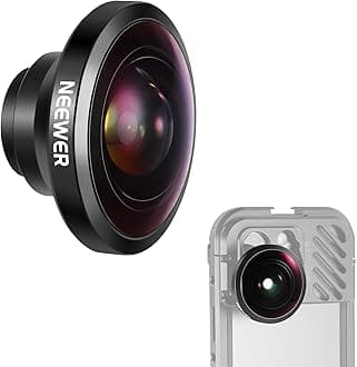 NEEWER LS-29 8mm Fisheye Lens for Smartphone Cage, Smartphone Case, Backplane, 220° Wide Angle, 0.7 inch (17 mm) Screw Lens Mount