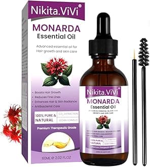 Monarda Oil for Hair Growth 60ml, 100% Pure Natural Co2 Extraction Monarda Essential Oil for Hair & Skin, Reduce Fine Lines & Wrinkles, Promotes Hair Eyelash Eyebrow Growth & Antibacterial