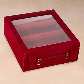 Kuber Industries Wooden Bangle Box For Woman|3 Rod Bangle Storage Box Organizer|Transaprent Lid & Handle|MAROON