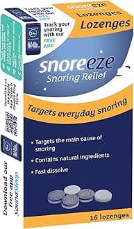 Anti-Snoring Lozenges - for Dry Mouth Snoring Relief, Naturally Tones & Lubricates Soft Tissues - Use with Mobile App to Stop Snoring - Pack of 16, Mint Flavour