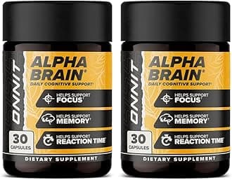 ONNIT Alpha Brain Nootropic Capsules for Men & Women, IGEN Non-GMO Tested Memory, Focus & Mental Clarity Support with L-Theanine and Vitamin B6, 30 Count Each, 2 Pack (60 Capsules)