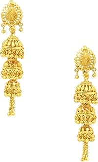 Bodha 3 Layered Traditional GoldDesigner Jhumka Earrings (SJ_753)
