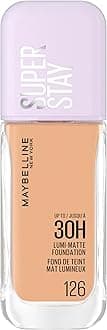 Maybelline New York Super Stay up to 30HR Lumi-Matte Foundation, Medium-Full Coverage, Vegan Formula*, Amino Acids, Niacinamide, Vitamin E, All Day Wear - Shade: 126