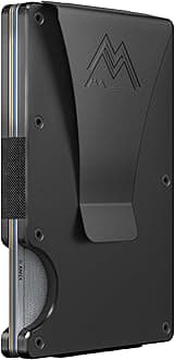 Minimalist Wallet for Men & Women - Slim RFID Wallet, Scratch Resistant, Credit Card Holder & Money Clip, Easily Removable Money & Cards, (Black Titanium)