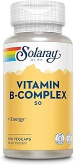 Vitamin B Complex 50 mg - Cellular Energy Vitamins - Metabolism and Nerve Health Support with Vitamin B12, Vitamin B1, B6, Niacin, Folic Acid, Biotin and Other B Vitamins - Vegan, 100 VegCaps