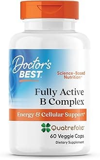 Doctor's Best, Fully Active B Complex Supports Energy Nervous System Optimal Health Positive Mood Wellbeing NonGMO Gluten Free Vegan Soy Free, 60 Count