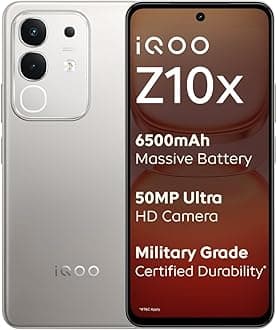 Z10x 5G (Titanium, 6GB RAM, 128GB Storage) | 6500 mAh Large Capacity Battery | Dimensity 7300 Processor | Military-Grade Durability