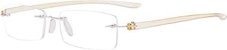 Eyekepper Small Lenes Rimless Reading Glasses Women - Frameless Reader Eyeglasses for Men Reading with Yellow Arms +1.75