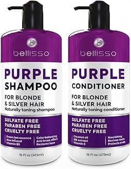 Purple Shampoo and Conditioner Set - Sulfate Free Salon Grade (2 x 16.9 fl oz) - Hydrating Toner - Shimmer Correction for Platinum Blonde, Silver, Light, and Grey Hair - Advanced Formula