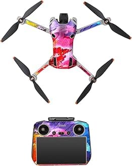 Skin Stickers Compatible with DJI Mini 4 Pro, Waterproof Sticker Decal Skin DIY Accessory for DJI Mini 4 Pro Drone and RC 2 Controller (A)