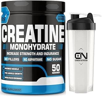 Canada Nutrition Creatine Monohydrate, Strength, Reduce Fatigue, 100% Pure Creatine, Lean Muscle Building, Supports Muscle Growth, Athletic Performance, Recovery [50 Servings, Orange] Free Gallon