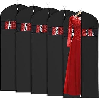 UniviviGarment Bag Suit Bag for Storage and Travel 60 inches, Lightweight Study Full Zipper Washable Suit Cover for Dresses, Suits, Coats, Set of 5
