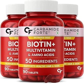 Carbamide Forte Biotin Supplement with 50 Multivitamin Ingredients for Women & Men - 90 Veg Tablets (Pack of 3)