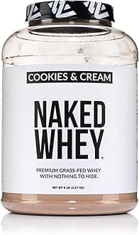NAKED Whey Cookies and Cream Protein Powder - Grass Fed Whey Protein Powder, Non-GMO, No Soy, and Gluten Free - 52 Servings
