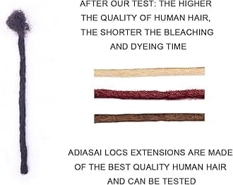 100% Real Human Hair Dreadlock Extensions, 0.4cm Thickness 10 Inch 10 Strands Can Be Dyed and Bleached Full Hand-made Loc Extensions for Men Women Kids 100% Unprocessed Natural Black